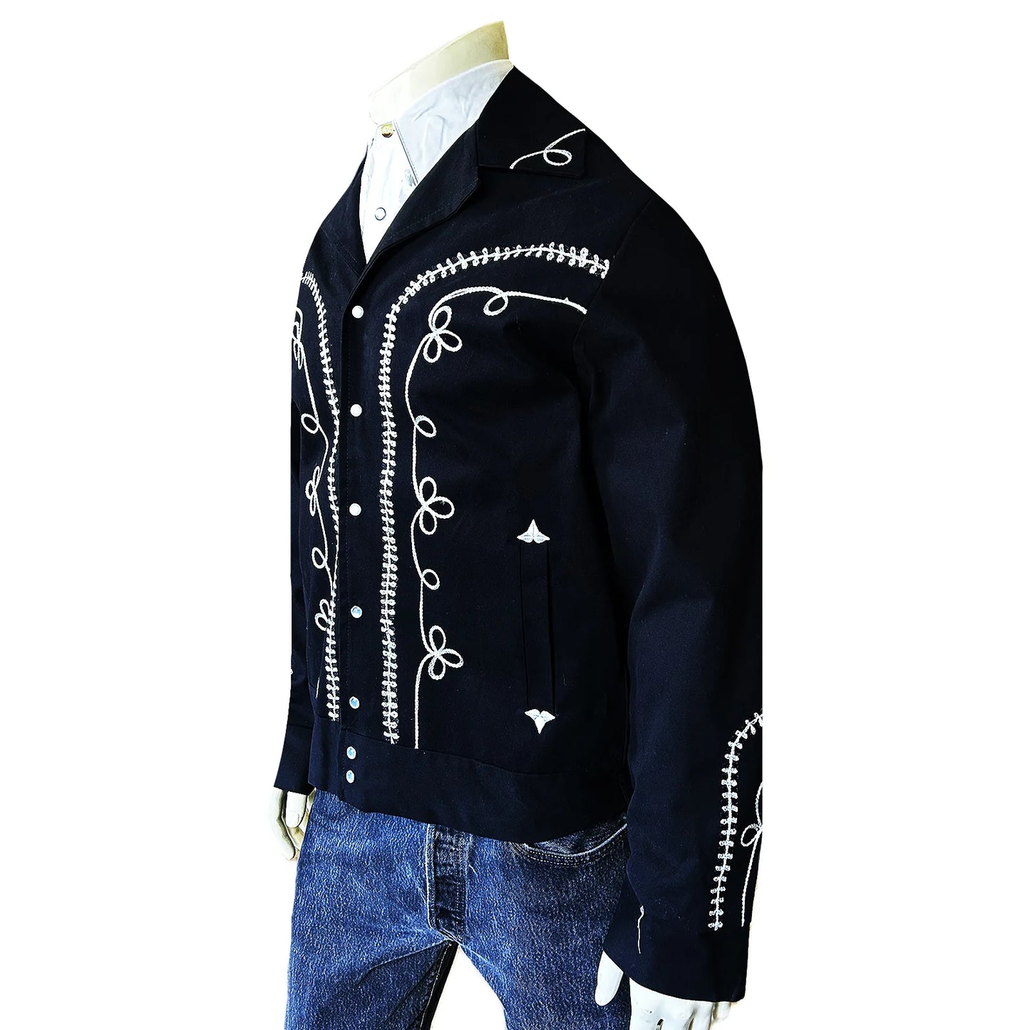 Bolerojacka Western Rockmount Ranch Wear White Rope Embroidery