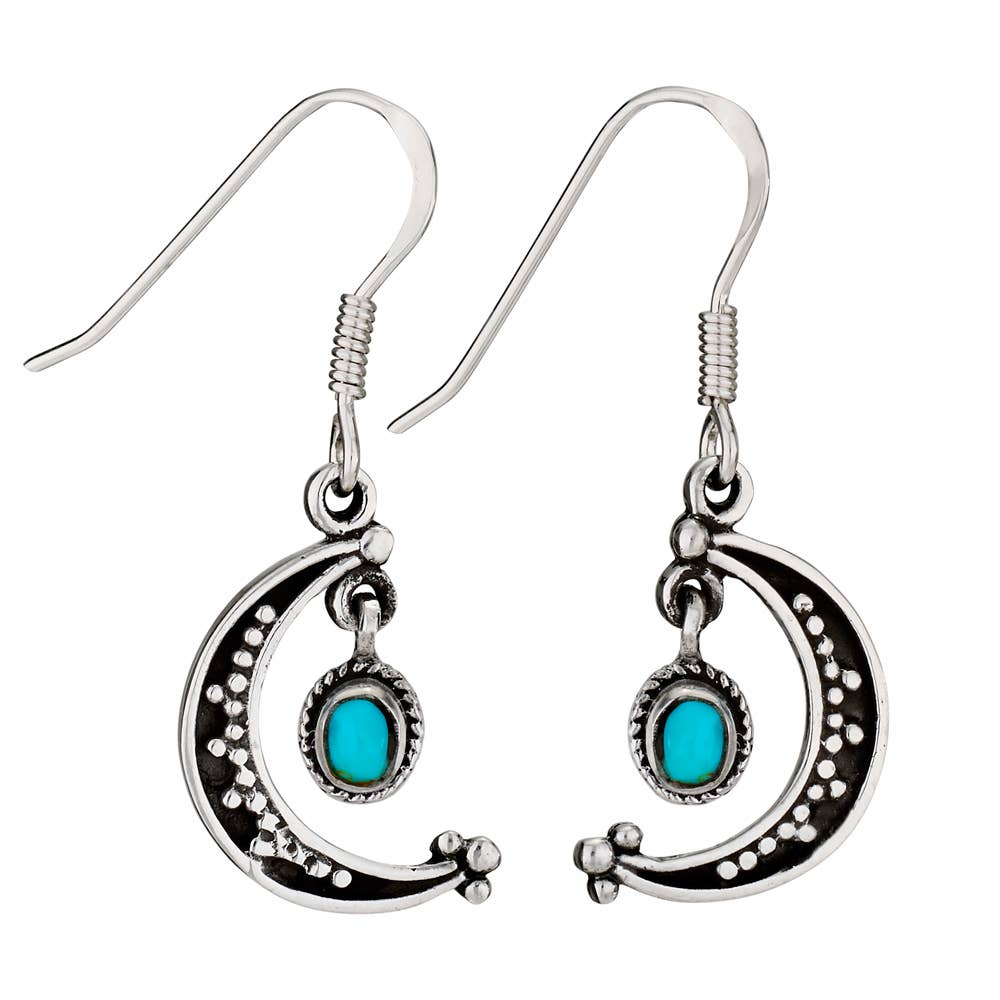 Silverörhängen Månskära Turquoise