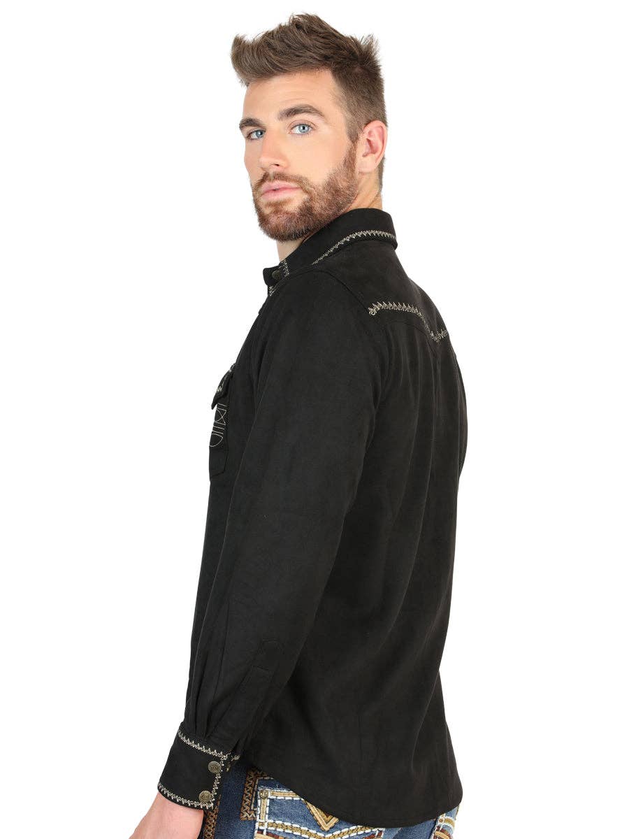 Westernskjorta Svart Fuskmocka El General Western Wear