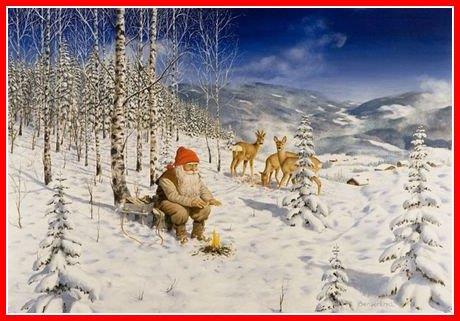 Julbonad Papper - Tomte och rådjur