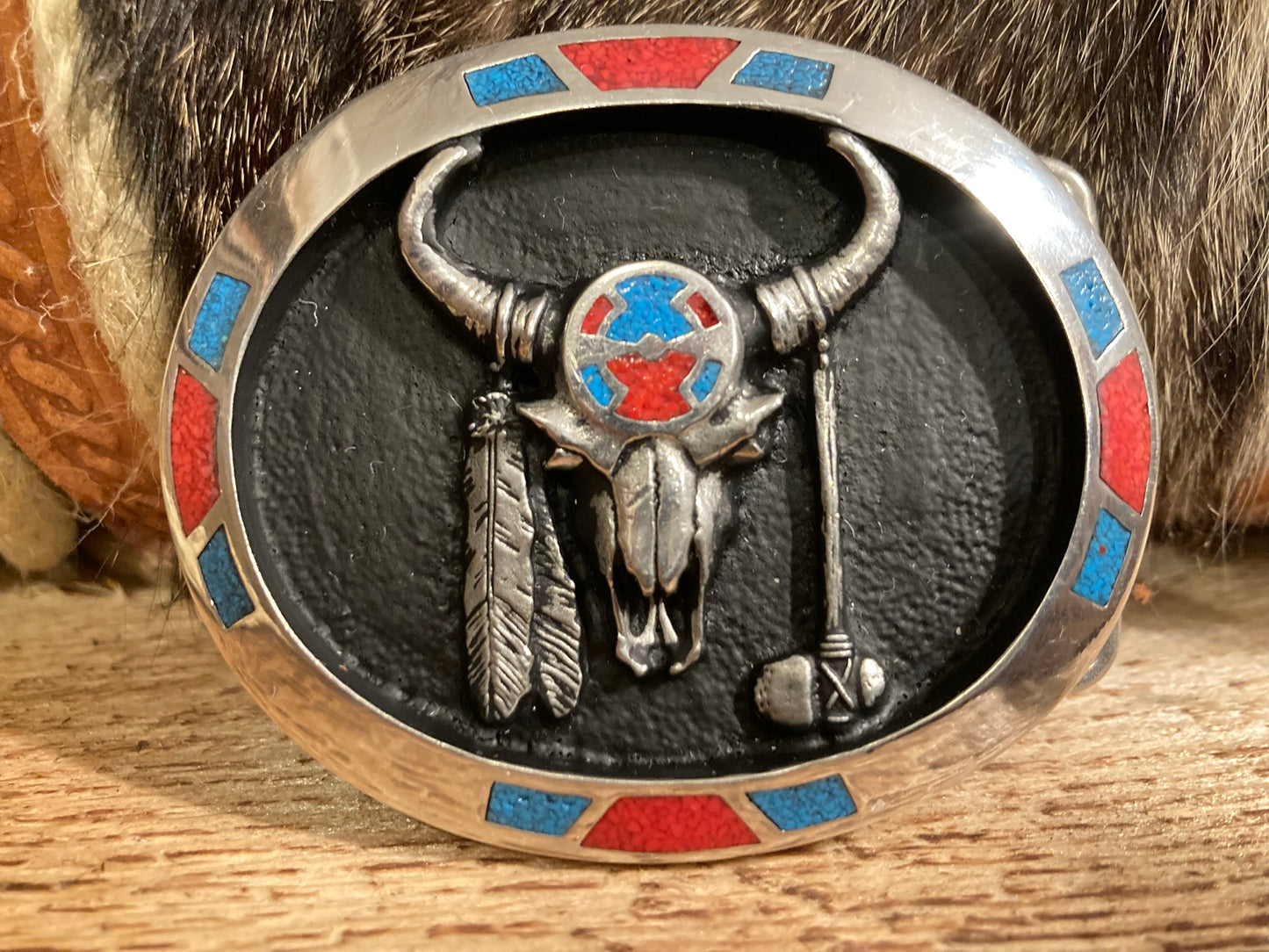 Bältesspänne Bison med Fjädrar