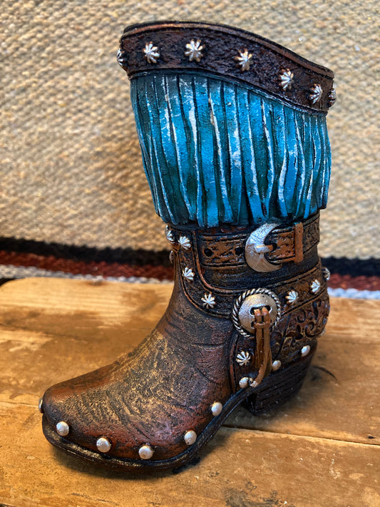 Cowboyboot i keramik turkos frans - pennställ