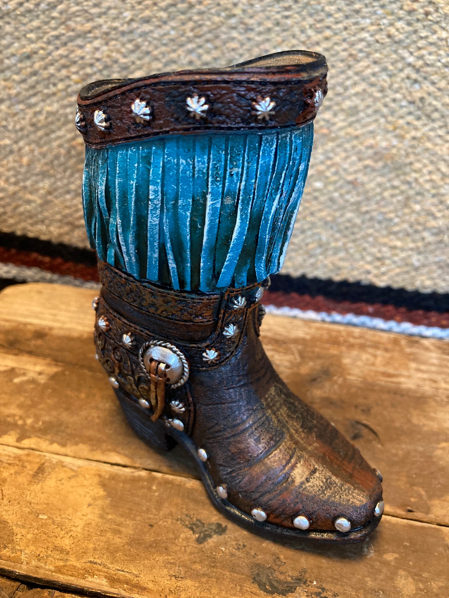 Cowboyboot i keramik turkos frans - pennställ