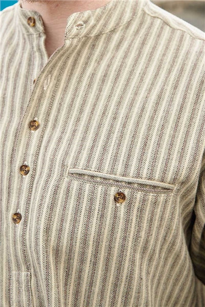 Gammaldags Farfarsskjorta Beige / Grön / Vinröd