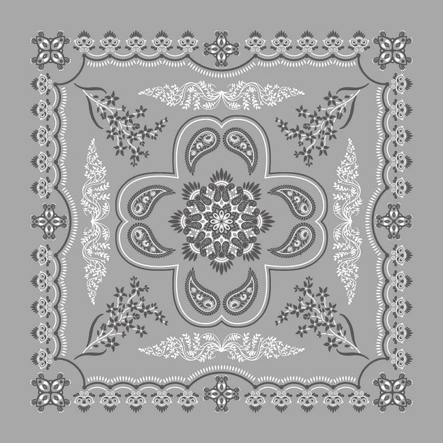 Stor Bandana Paisley Ljusgrå