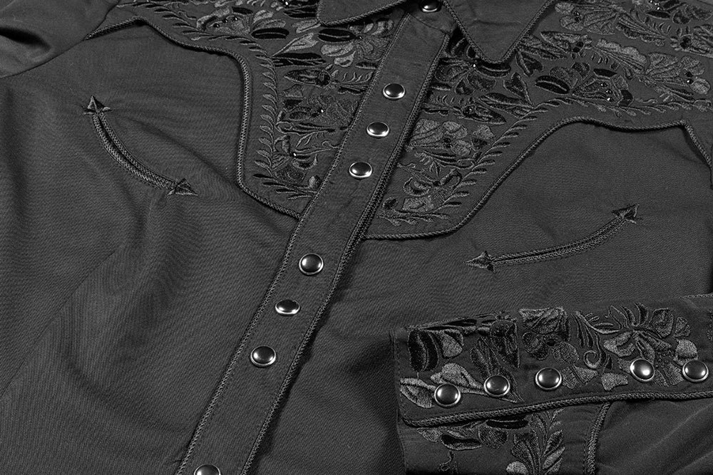 Westernblus Svart med svarta broderier