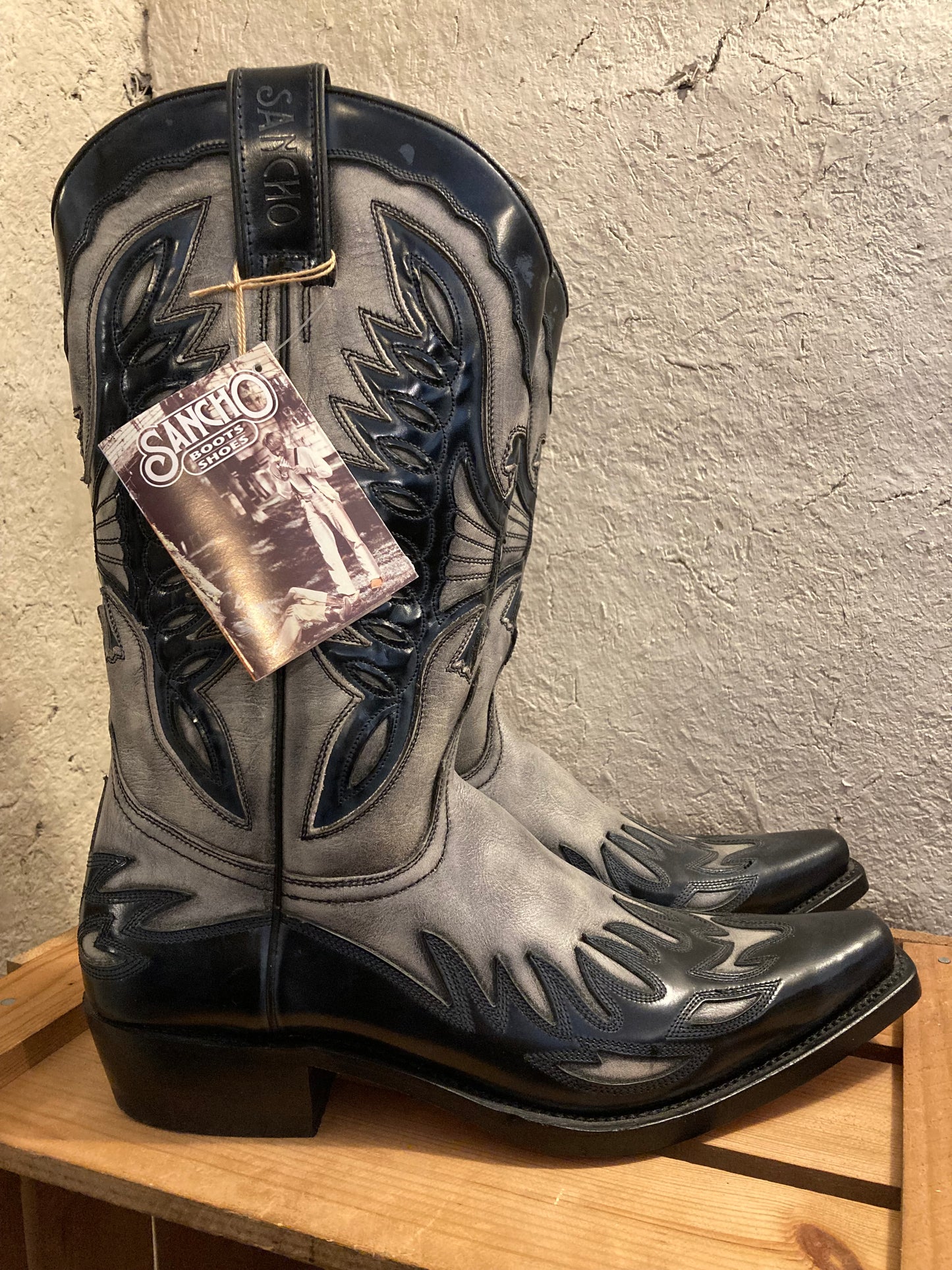 Sancho Läderboots Western Grå / Svarta st. 41