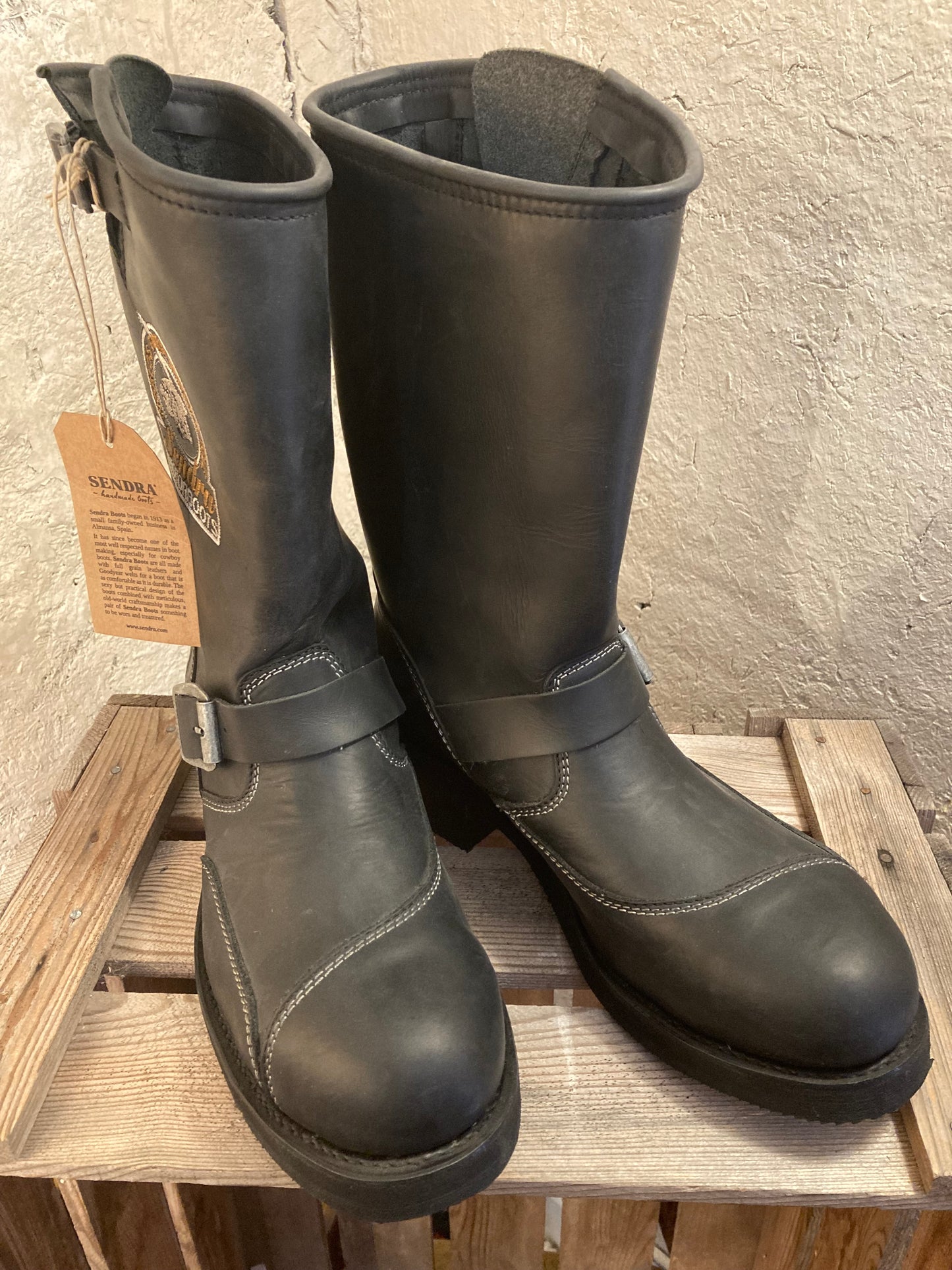 Sendra Läderboots MC Svarta