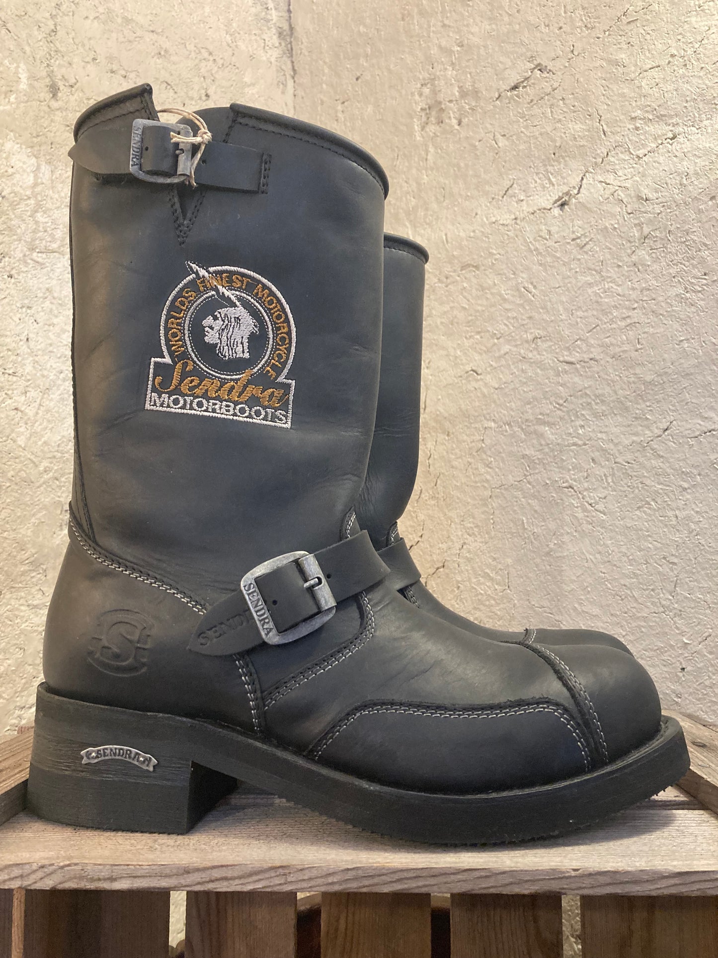 Sendra Läderboots MC Svarta