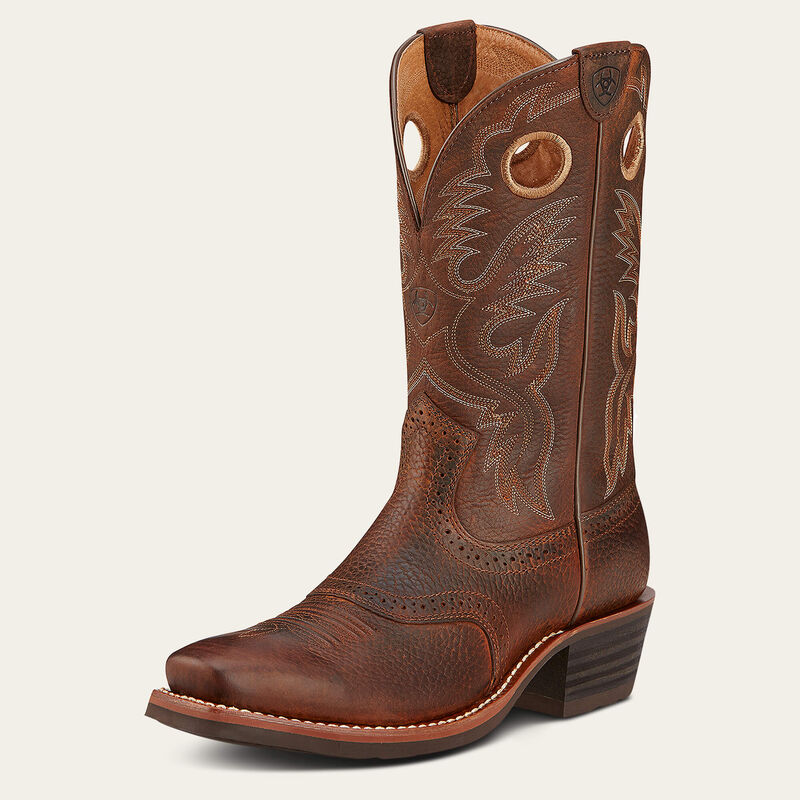 Ariat Heritage Roughstock Square Toe Brown Oiled Rowdy Western Boot
