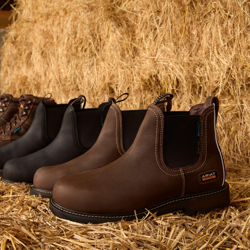 Ariat Groundbreaker Chelsea Waterproof Steel Toe Work Boot Dark Brown