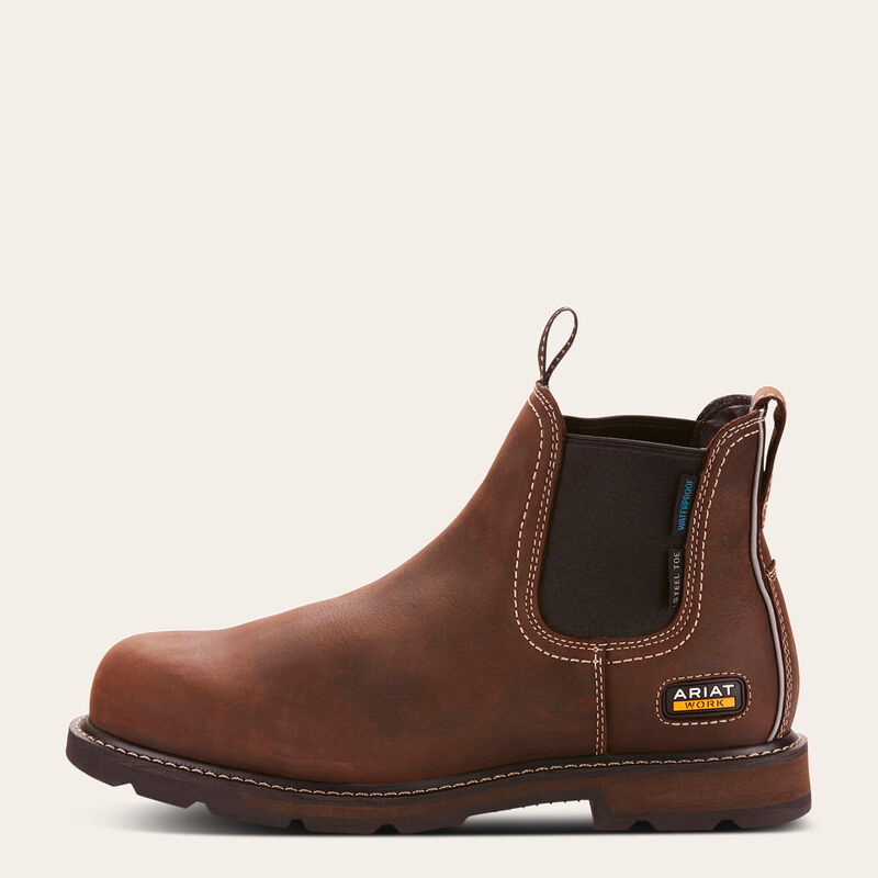 Ariat Groundbreaker Chelsea Waterproof Steel Toe Work Boot Dark Brown