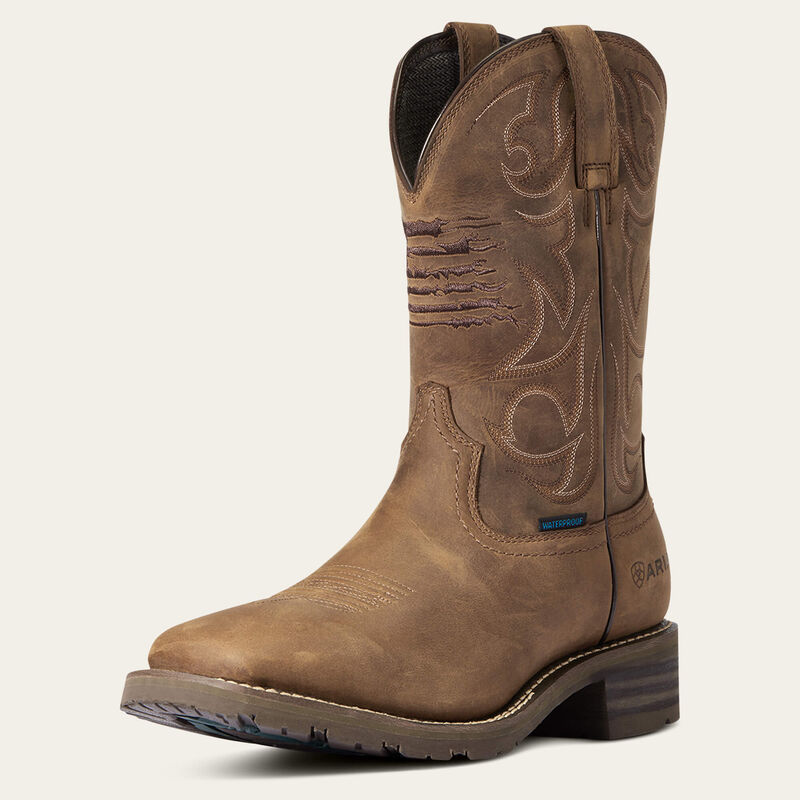 Ariat Hybrid Patriot Waterproof Distressed Brown Western Boot