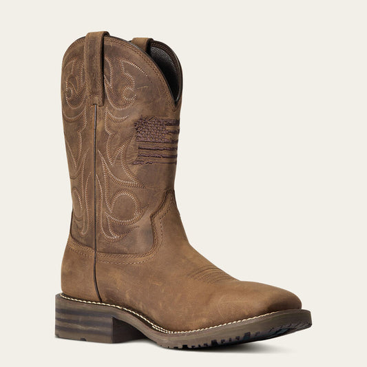 Ariat Hybrid Patriot Waterproof Distressed Brown Western Boot