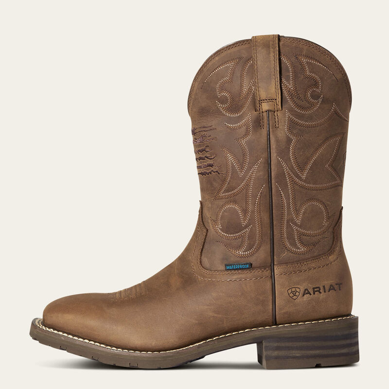 Ariat Hybrid Patriot Waterproof Distressed Brown Western Boot