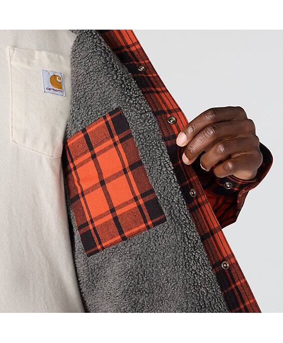 Carhartt Teddyfodrad Flanellskjorta Homestead Red
