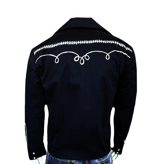 Bolerojacka Western Rockmount Ranch Wear White Rope Embroidery