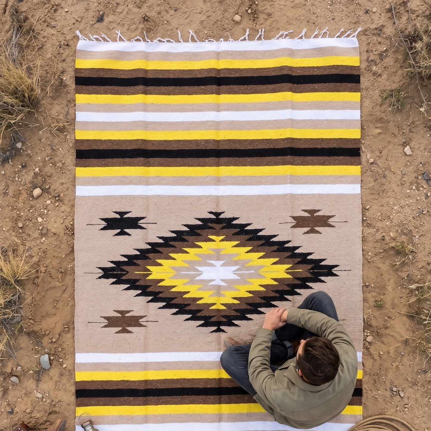 Mexican Brown & Gold Diamond Blanket