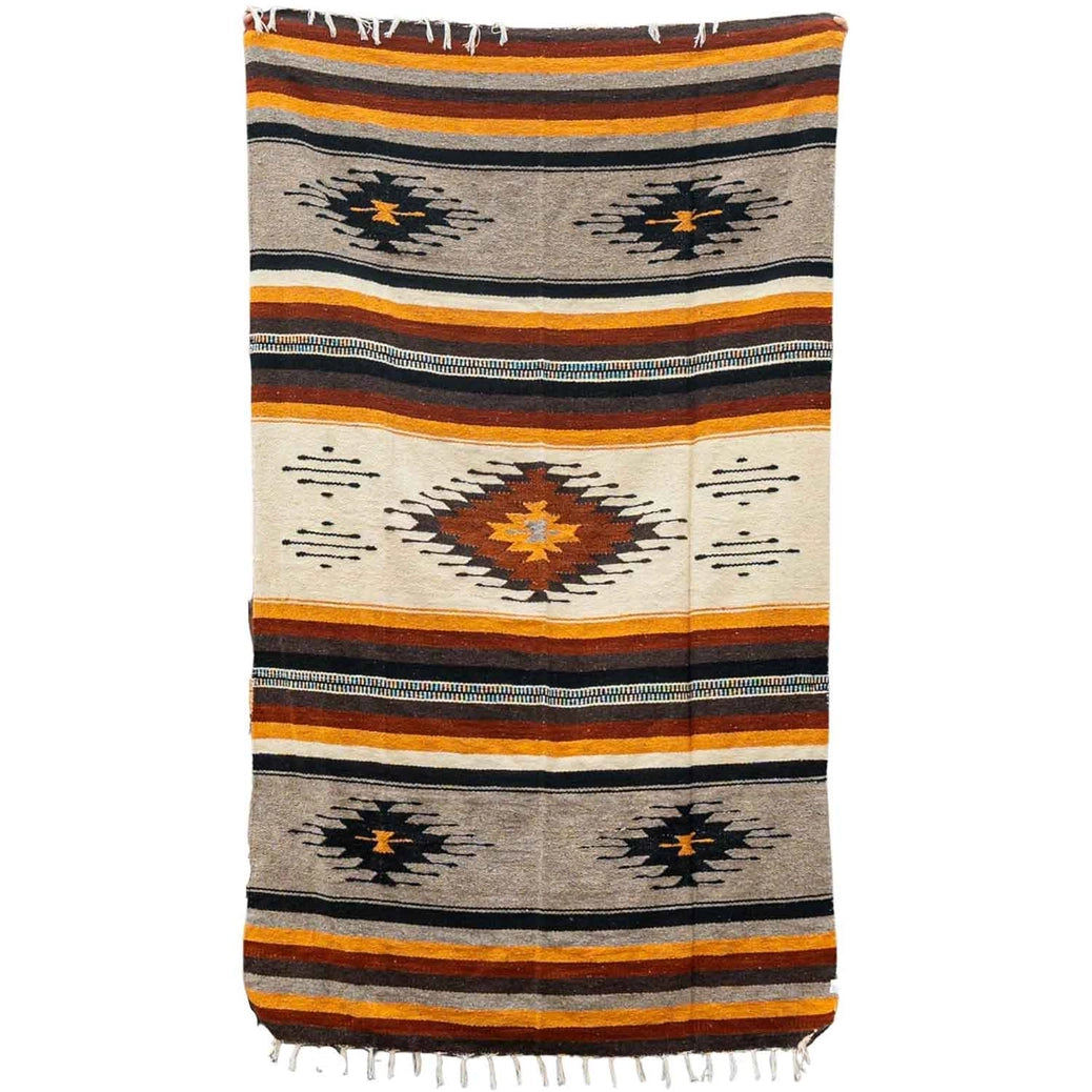 Mexican Blanket Southwest Aztec Diamond | Beige Yellow