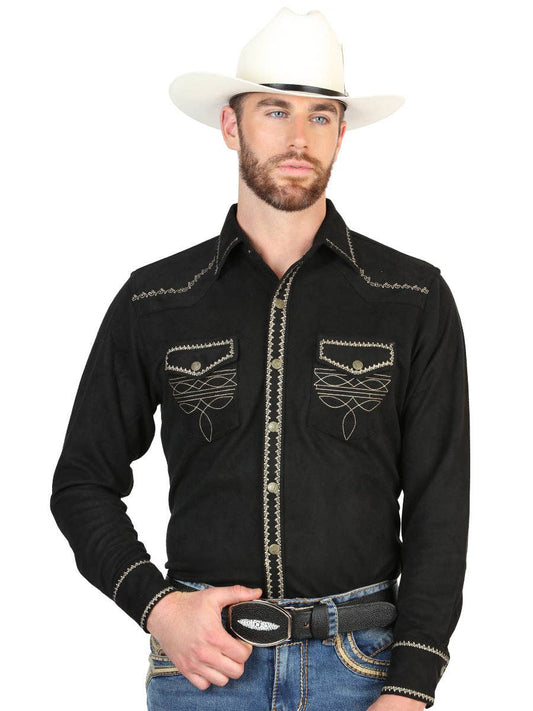 Westernskjorta Svart Fuskmocka El General Western Wear
