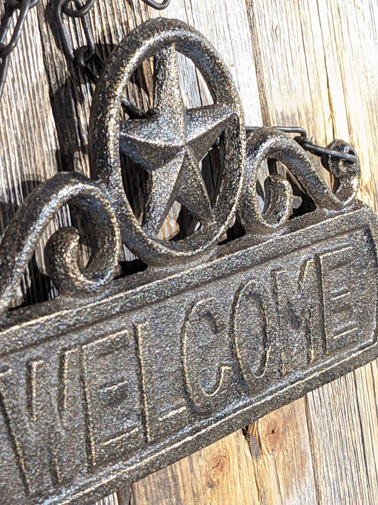 Gjutjärnsskylt Welcome