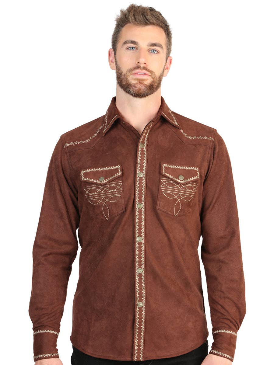 Westernskjorta Brun Fuskmocka El General Western Wear