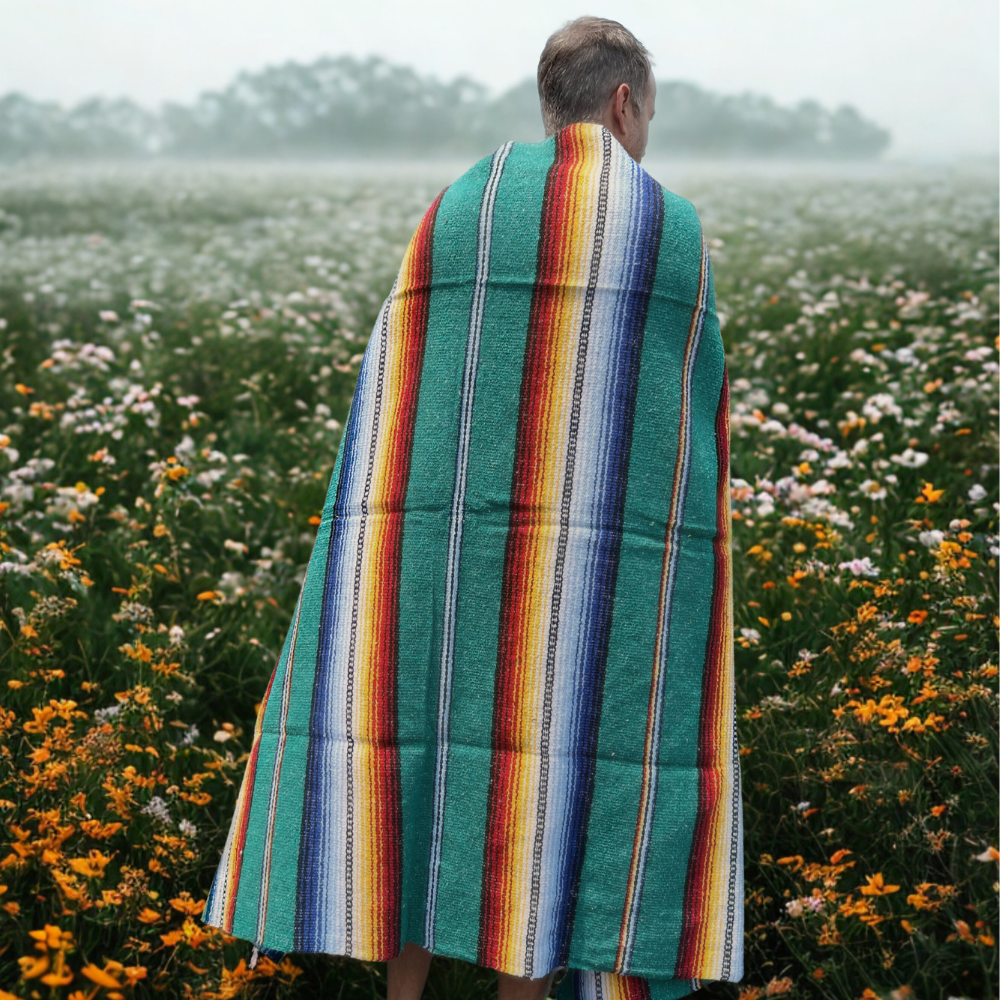 Authentic Mexican Blanket - Turquoise