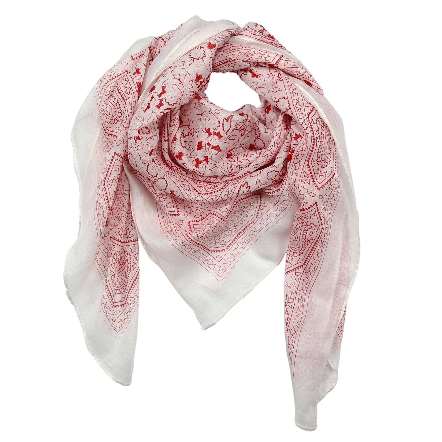 Cowboyscarf Wild Rag Mönstrad Vit / Röd
