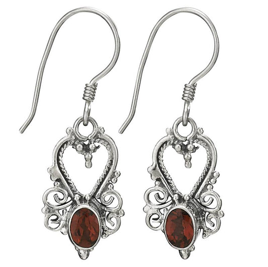 Silverörhängen med Granatsten