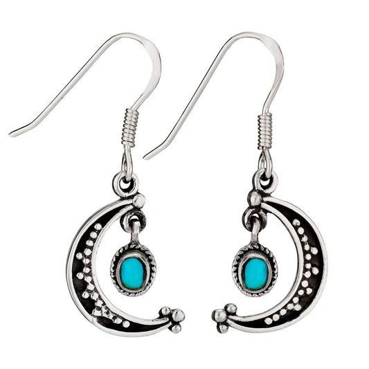 Silverörhängen Månskära Turquoise