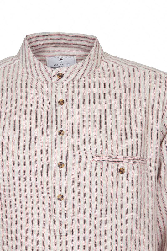 Gammaldags Farfarsskjorta Beige med röda och grå ränder