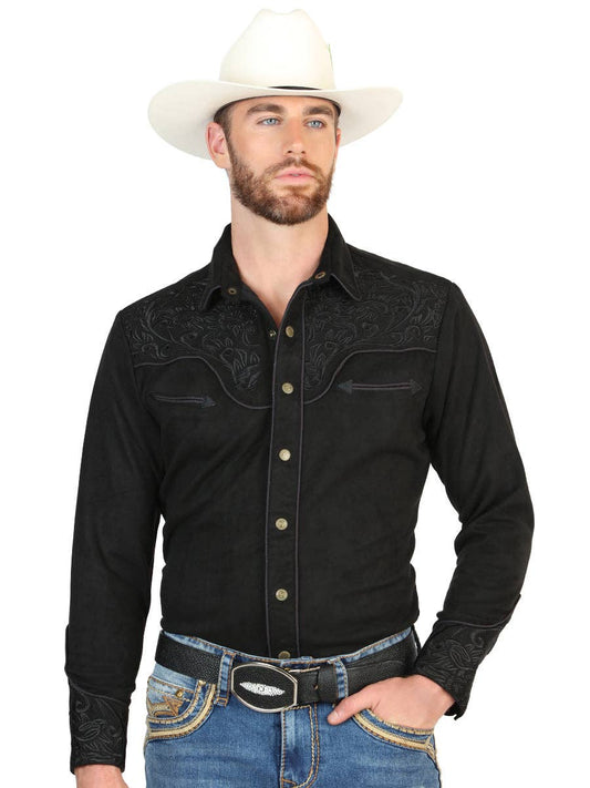 Westernskjorta Svart Fuskmocka El General Western Wear