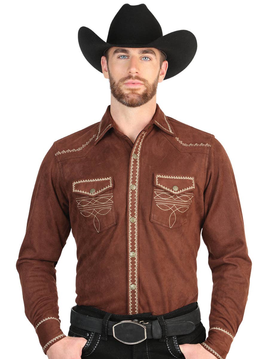 Westernskjorta Brun Fuskmocka El General Western Wear