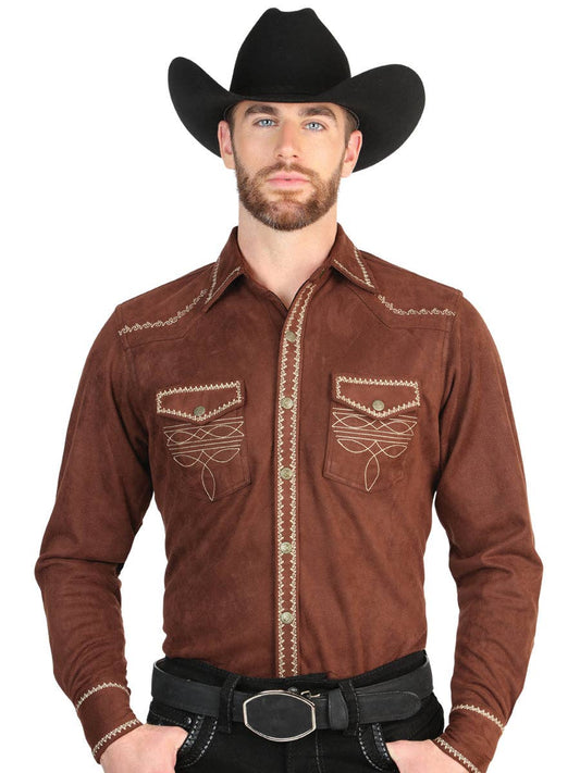 Westernskjorta Brun Fuskmocka El General Western Wear