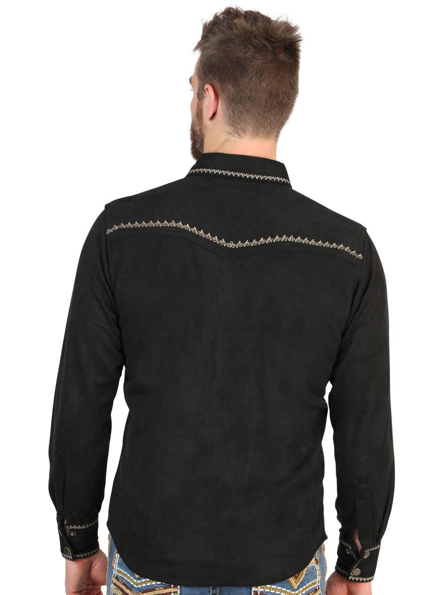 Westernskjorta Svart Fuskmocka El General Western Wear