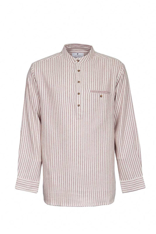 Gammaldags Farfarsskjorta Beige med röda och grå ränder