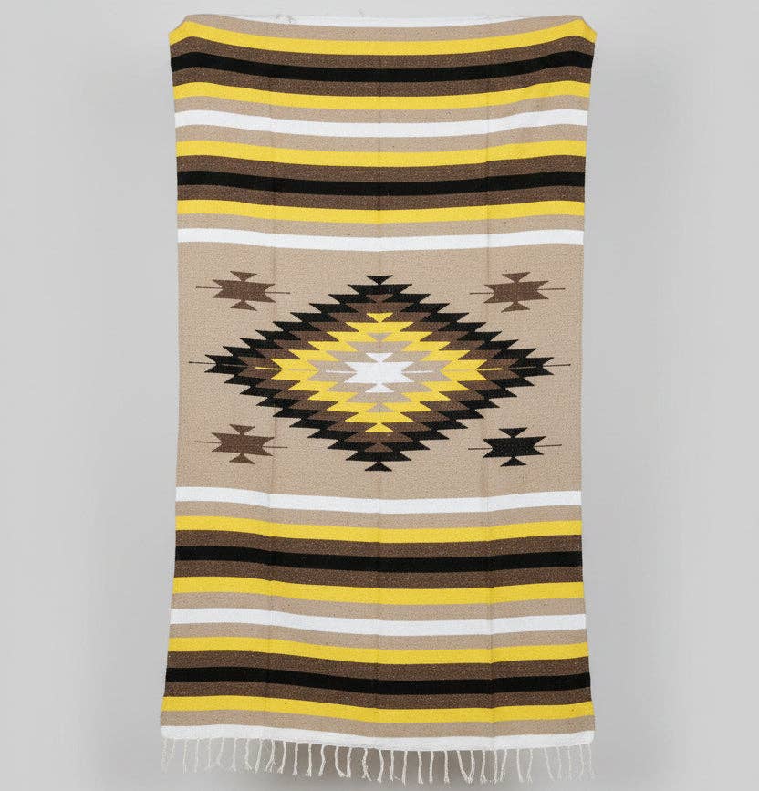 Mexican Brown & Gold Diamond Blanket