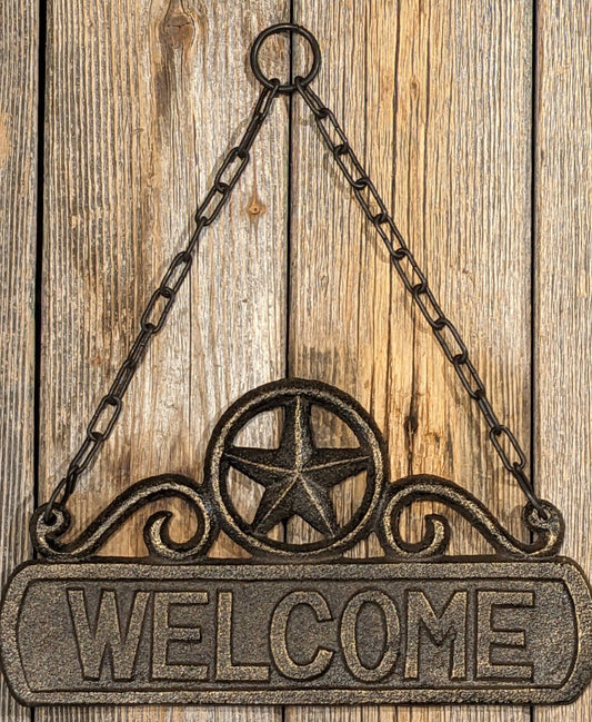 Gjutjärnsskylt Welcome