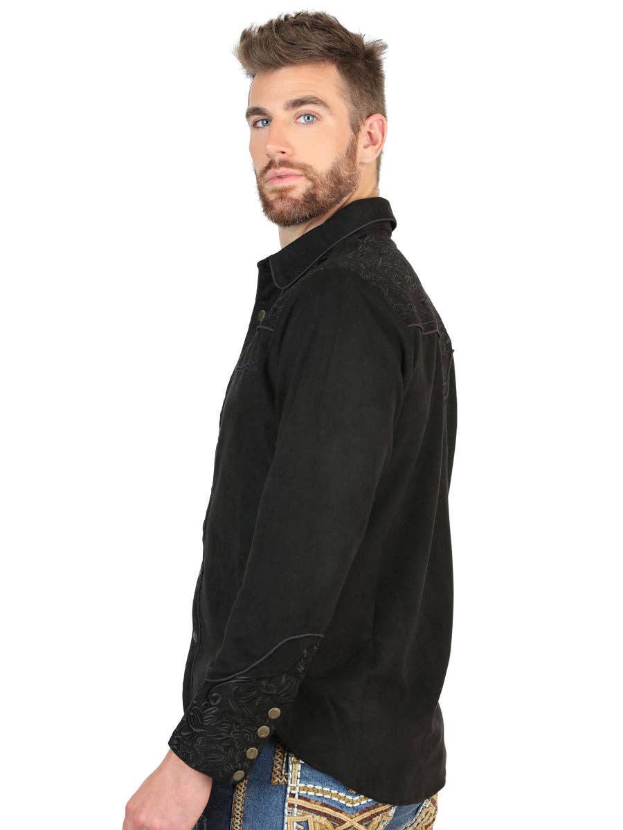 Westernskjorta Svart Fuskmocka El General Western Wear