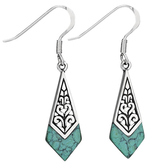 Silverörhängen Deco Green Turquoise