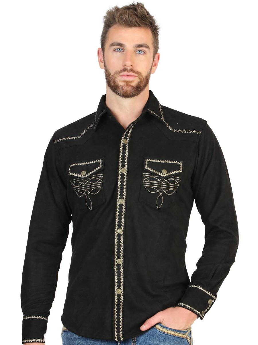 Westernskjorta Svart Fuskmocka El General Western Wear