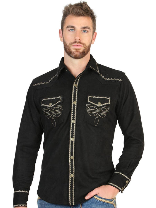 Westernskjorta Svart Fuskmocka El General Western Wear