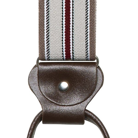 Gammaldags Hängslen Beige / Vinröd / Brun