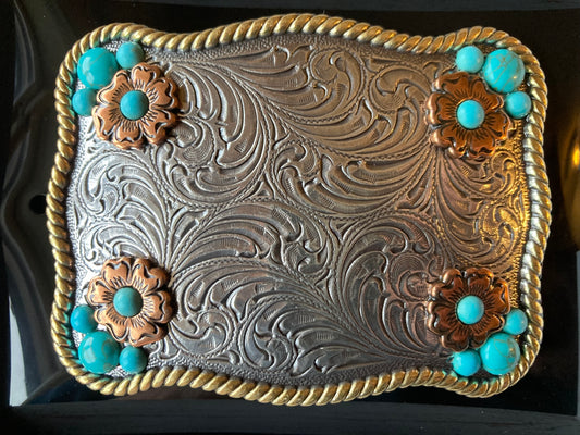 Bältesspänne western med turquoise