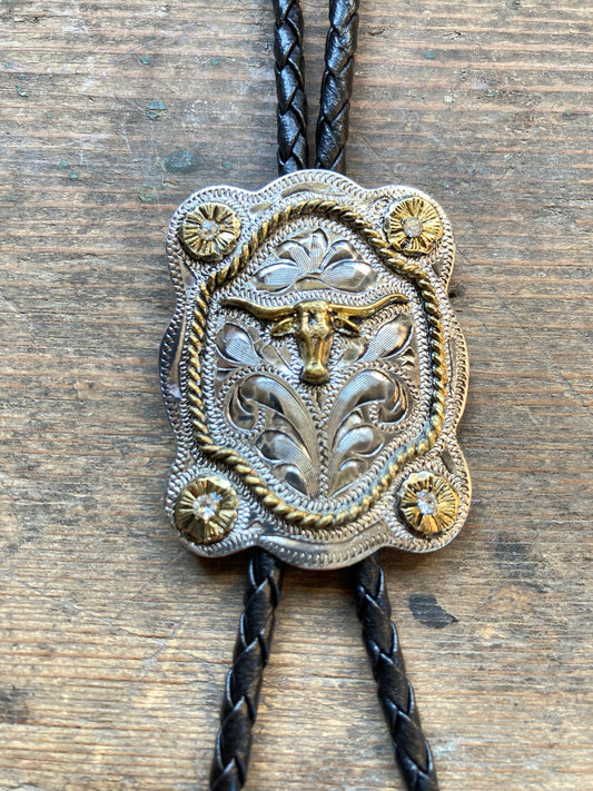 Bolotie Badge Longhorn Rhinestones