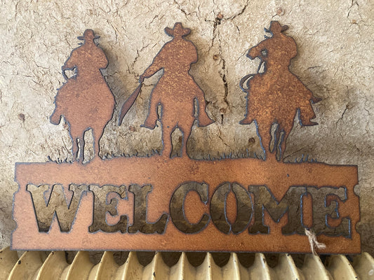 Plåtskylt Welcome Cowboys