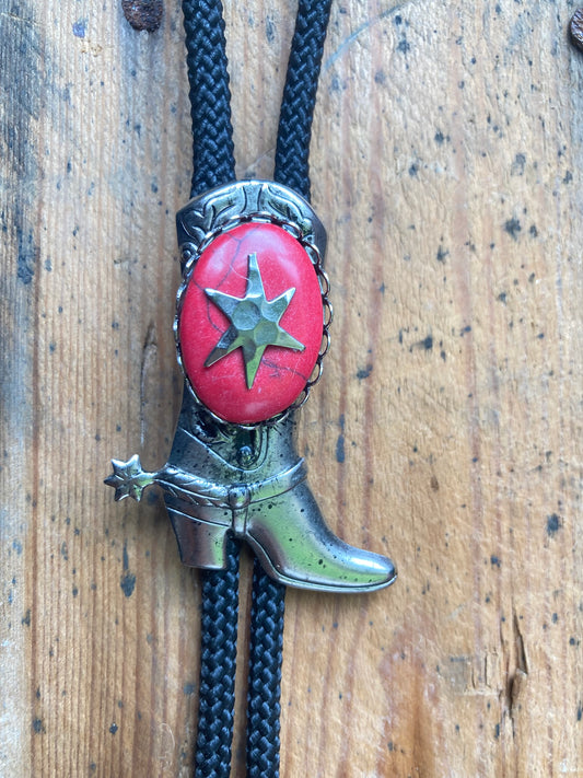 Bolotie Cowboy Boot Red Stone