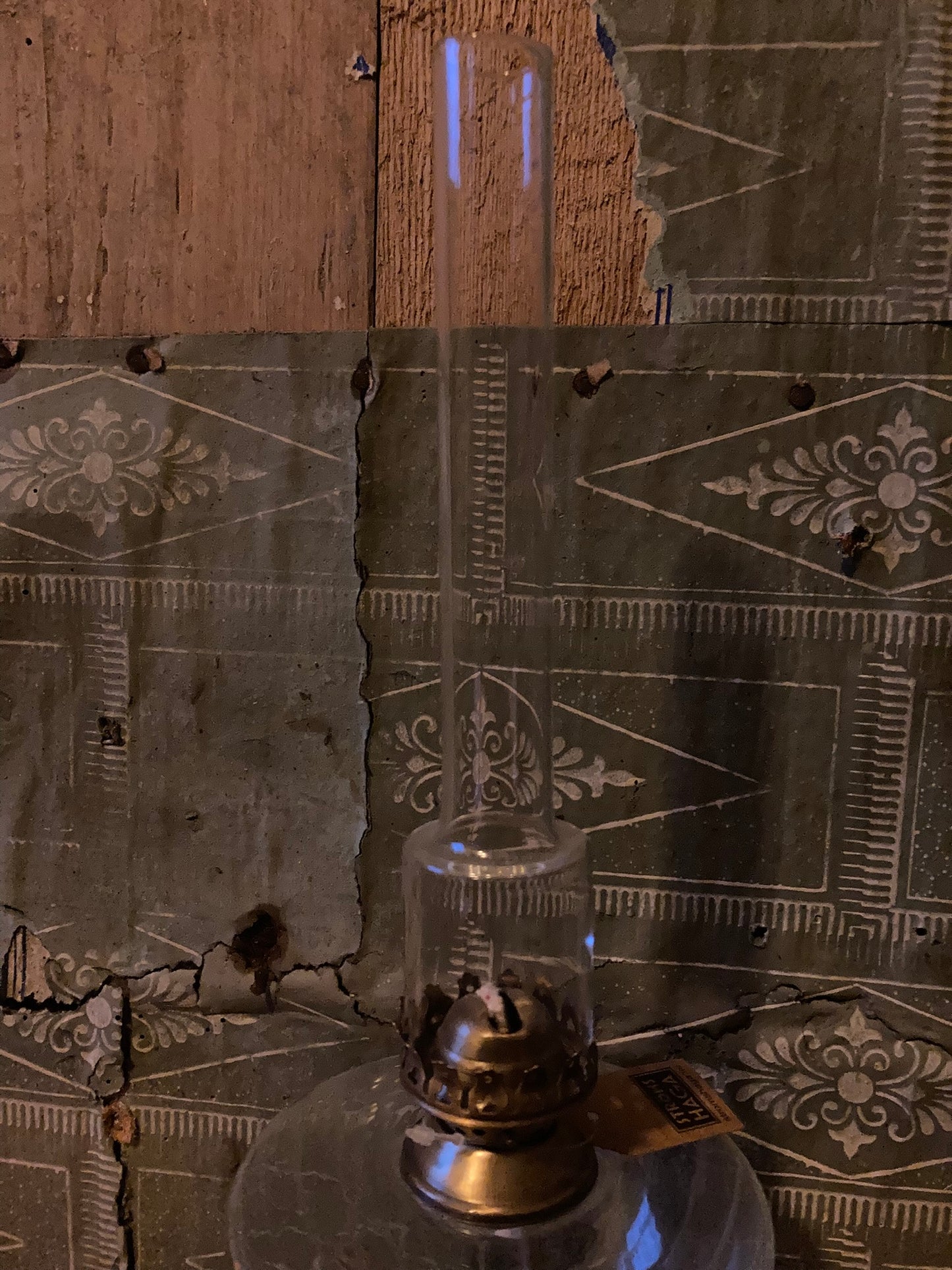 Fotogenlampa På Fot Antik Mässing