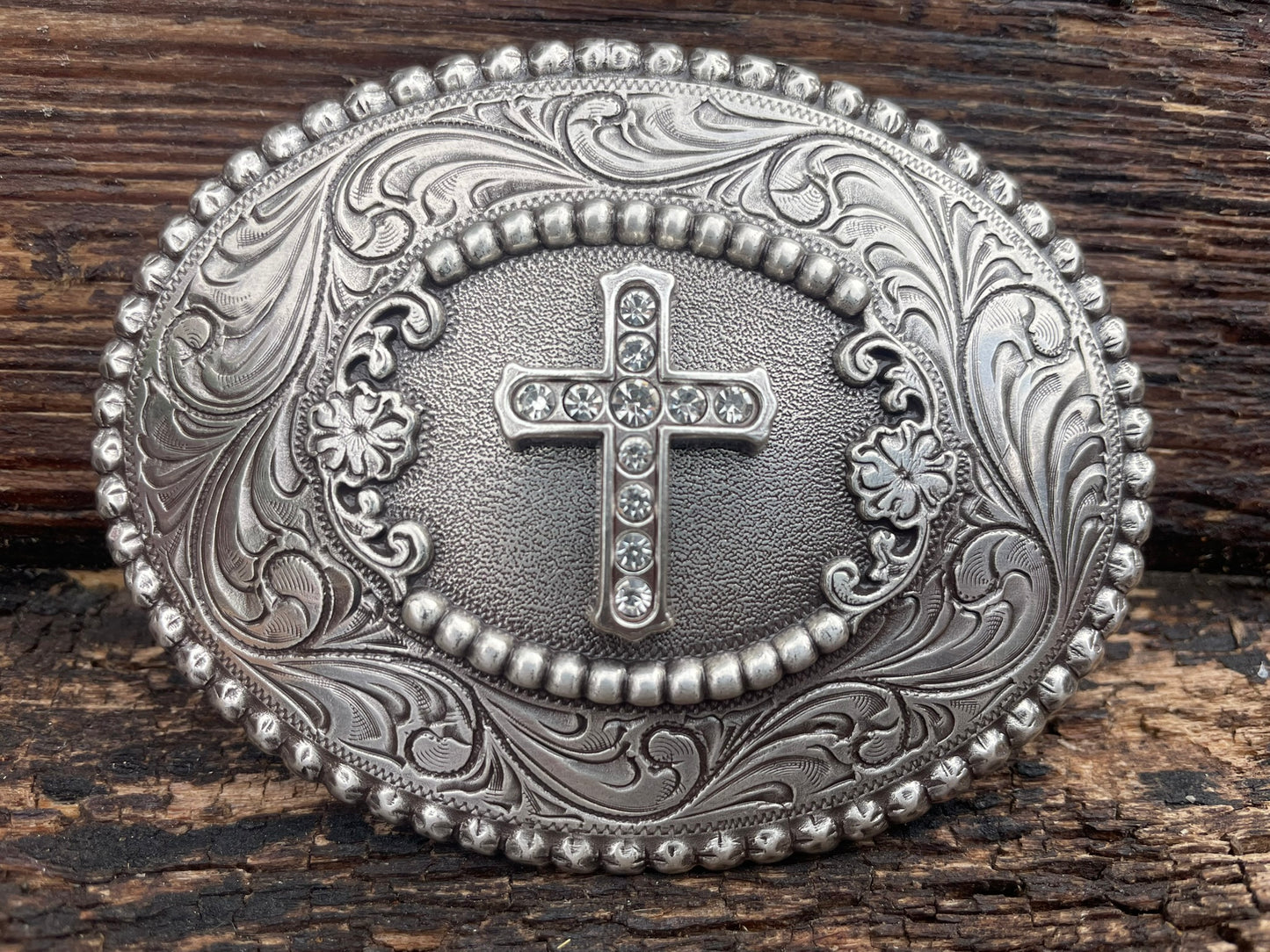 Belt Buckle Cross Oval Scrolled Nocona