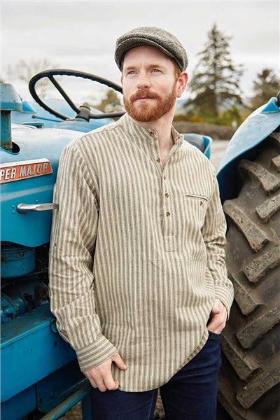 Gammaldags Farfarsskjorta Beige / Grön / Vinröd